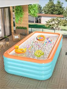 1件充氣游泳池 加厚大型成人級充氣水池 夏季後院水上遊戲 耐用穩固結構 快速簡易安裝 多尺寸可選 適合夏季派對、假期與家庭聚會的戶外娛樂放鬆之選 - A - 查看 5