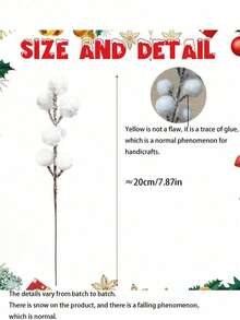 1/6/12pcs Frosted White/Red Berry Sprigs (Approx. 8.9 Inches) - Suitable For Wedding Parties, Valentine's Day, Home Decor, And DIY Christmas Wreath Making. - White - View 4