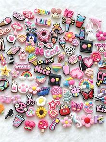 20/30/50pcs Random Pink Fashion Shoe Charms Set, DIY Shoe Decoration, PVC Material, Various Cute Accessories, Suitable For Custom Shoes - 30 Random - View 5