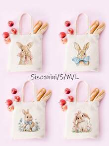 5/10pcs Mini/S/M/L Size Reusable Cute Rabbit Bow Heart Pattern Canvas Gift Bags Party Favor Bags Set, Birthday Party Kids Theme Party Gift Bags Baby Shower Back To School Graduation Party Theme Party Thanksgiving Christmas Anniversary Party Gift Packaging Bags Essential - View 3