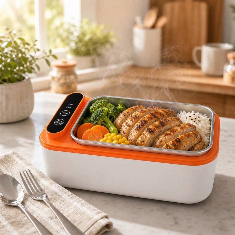 FollowBreak 1pc Electric Lunch Box, Rechargeable Portable Heating Lunch Box, Portable Food Warmer, Suitable For Car/Truck/Work/Home Heating Lunch Box