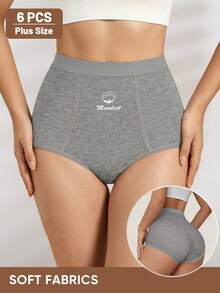 6pcs Women's Mid-High Waist Panties, Daily Triangle Briefs, Minimalist Style, Breathable And Skin-Friendly - Multicolor - View 3