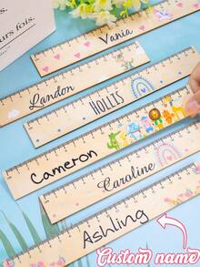 Customized Wooden Ruler With Name, Personalized Cartoon Ruler, Customized School Ruler, Customizable Measuring Ruler, Birthday, Teacher, Back To School Gift - Style C - View 2