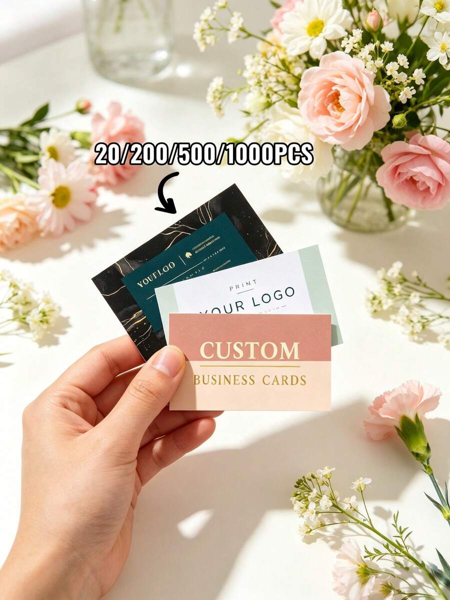 20/200/500/1000張客製化名片，個性化設計磨砂名片，可印製您的Logo、姓名、聯絡資訊，專業品牌名片，小企業用品，公司辦公社交，美髮沙龍、房地產、攝影促銷行銷使用 - 彩色 - 查看 1