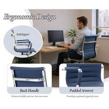 WAHSON OFFICE CHAIRS 6PCS PU Leather Office Chair Metal Frame Conference Chair For Meeting Room/Reception Area - 藍色六把 - 查看 5
