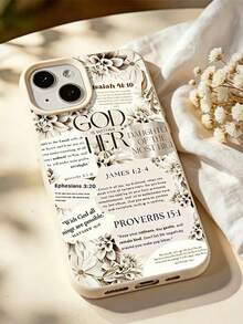 1pc Floral English Letter Patchwork Aesthetic Pattern Matte Lychee Texture Full Coverage TPU Shockproof Fashion Phone Case Anti-Fingerprint Protective Cover Compatible With IPhone 11 12 13 14 15 16 17 Pro Max/Plus A56/55/54/53/52/51 S25/24/23/22/21 Series Exquisite Gift (International Version Not Local Version) - Multicolor - View 1