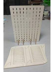 Portable Wooden Pegboard Display Stand With 20 Compatible Wooden Pegs, Wooden Pegboard Retail Display Rack, Necklace Earring Keychain Display Stand, Suitable For Jewelry , Handicraft Exhibition, Tools, Pegboard Accessories Organizer - A - View 6