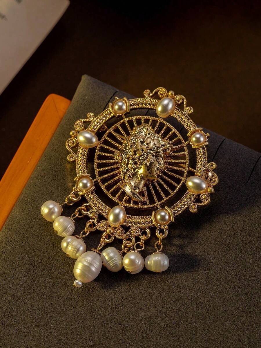 1pcsGolden Hand Earrings Vintage Book Brooch  Accessories Suitable For Women's Daily Wear - Gold - View 1