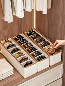 Oxford Fabric 6-Slot Belt Storage Box, Large Capacity With Dividers, Suitable For Ties, Bow Ties And Scarves, High Capacity Multi-Function Belt Storage Box - Multicolor - View 1