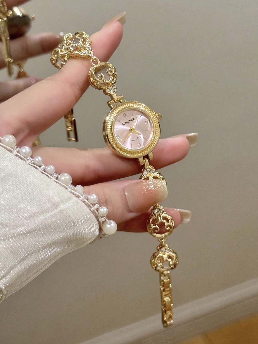 1件女款金/綠色手錶,極簡新款小錶盤,優雅時尚百搭,石英手錶,適合日常佩戴 - 金色 - 查看 1