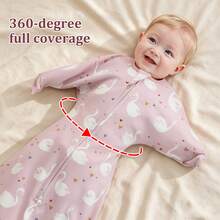 Infant Swaddle Sleeping Bag, Newborn Long Sleeve Anti-Kick Swaddle, Double Zipper Baby Printed Sleep Sack, All-Season Infant Home Swaddle, Fresh Rainbow Swan Cloud Star Multiple Patterns, Suitable For Full Month Gift, Baby Shower Gift, Baptism Gift, Christmas Newborn Gift, Soft Fabric Convenient For Nighttime Diaper Changes - Multicolor - View 5