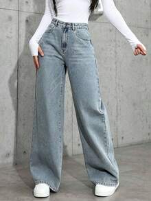 Teen Girl Simple & Elegant Straight-Leg Jeans - Light Wash - View 4