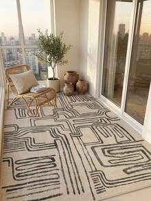 1pc European & American Modern Luxury Abstract Geometric Design Soft Faux Cashmere Area Rug, Bathroom, Kitchen, Entryway, Hallway, Bedside, Living Room, Bedroom, All-Season Machine Washable Large Size Floor Mat, Aesthetic Home Decor - Multicolor - View 2