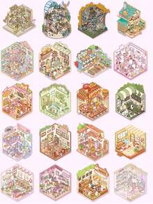 51pcs Scene Sticker Book, 30 Sheets Of Material, 20 Scenes, 1 Metal Tweezers, 3D Miniature House Scene Stickers, Hand-Classified Sticker Small House Scenes, Christmas, Halloween, Thanksgiving Party Gifts, Gatherings, Reusable, Multiple Sizes Available - Multicolor - View 4