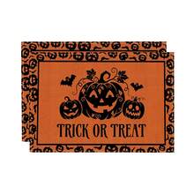 2/4/6/8pcs Halloween Pumpkin Ghost Face Print Rectangular Placemats, Suitable For Home, Hotel, Restaurant, Holiday Celebration, Banquet Table Decoration, Autumn/Winter Home Decor - Multicolor - View 14