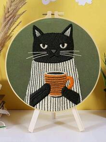 1PC 20*20cm/7.9*7.9in,Puppies, Kittens, And Mice Embroidery Kit, DIY Handmade Embroidery Set For Adult Beginners, Home Gift, Women's Sewing Gift, Including User Manual, Printed Pattern Fabric, Embroidery Frame, Needle And Thread. - Puppies, Kittens, and Mice - View 14