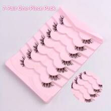 7 Pairs Thai-Style Half Lash Little Devil False Eyelashes, Full Strip Spiky Lash Texture, Clear Soft Band, Large Capacity, Camera-Friendly & Easy To Apply, For Daily Makeup & Shooting Scenarios - View 5