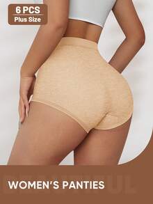6pcs Women's Mid-High Waist Panties, Daily Triangle Briefs, Minimalist Style, Breathable And Skin-Friendly - Multicolor - View 4