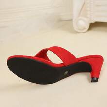 Women's High Heel Sandals Random Print Square Toe Metal Buckle Kitten Heel Minimalist Commute Old Money Style Comfortable Casual Party Fashion Slide Sandals - Red - View 7