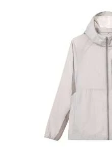 CAMEL CROWN Unisex Standard-Length Woven Sun Protection Jacket: Cool Touch, Yarn-Dyed UV Block Fabric, Breathable, For Men & Women - Sand Mist Gray/Mountain Brown - View 5