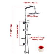 Shower Riser Kit, Shower Mixer Twin Head Shower Set, Bathroom Square Mixer With Handheld Shower And 8" Square Overhead Adjustable Rainfall Shower Taps, Hose  Plated Kit - Silver - View 2