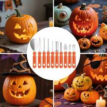 6/8/11Pcs Halloween Pumpkin Carving Kit, Stainless Steel DIY Sculpting Tools With Storage Bag, Multipurpose Fruit Vegetable Cutting Set For Jack-O-Lantern, Halloween Pumpkin Decorations - - - View 4