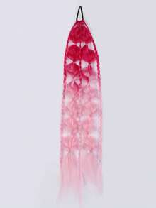 Ombre Gradient Bubble Braids Ponytail Hair Extension, Thin Side Braided Lantern Braid, Y2K Rave Festival Fake Hair Pieces With Elastic Hair Tie - Multicolor - View 16