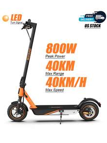 Mankeel 350W/800W Electric Scooter For Adults & Teen, Max Range 30/35/40/60km, 30/40/45/Km/H Folding E-Scooter With 8.5/10" Solid/Tubeless/ Off-Road Tires, Dual Suspension & Disc Brakes, Turn Signal, LED Front + Brake Light - 黑色 - 查看 2