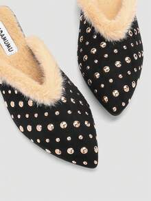 ADAMUMU New Women's Premium Fashion Comfortable Foil Flat Sandals Mule Shoes, Cute Suitable For Daily Wear, Holiday Spring - Black - View 7