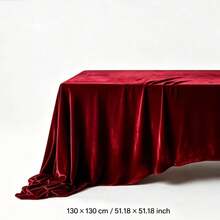 1pc Luxury Burgundy Velvet Tablecloth, Elegant Draping Fluid Table Cover, Suitable For Wedding, Christmas, Banquet And Home Dining Table Decor - Jujube Red - View 12