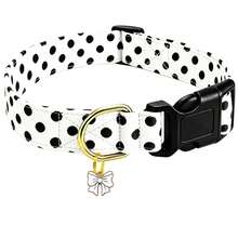 Dog Collar White Black Polka Dot Stripe Dog Collar Adjustable Soft Dog Collars For Small Medium Large Girl Boy Dogs - White - View 1