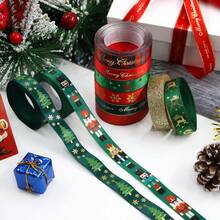 1 Roll (5 Yards) Christmas Ribbon, Printed With Nutcracker, Reindeer, Christmas Tree And Other Patterns, Suitable For Christmas Wreaths, DIY Gift Wrapping, Floral Arrangements And Holiday Decorations - Multi-color - View 2