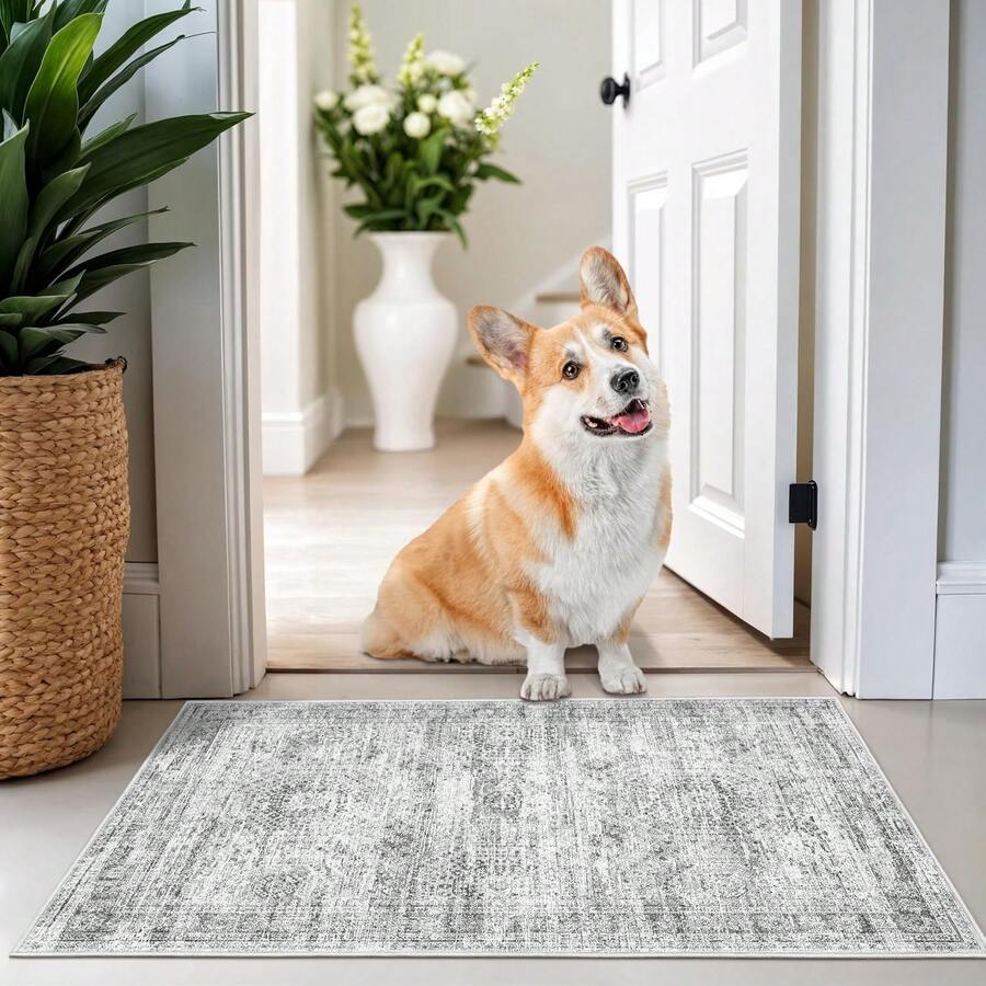 Alfombra de pasillo antideslizante para dormitorio, alfombra lavable con reverso de goma - Alfombra suave de pelo corto para cocina, lavandería, baño (61 x 244 cm, beige/marfil) - Gris Claro - Ver 1