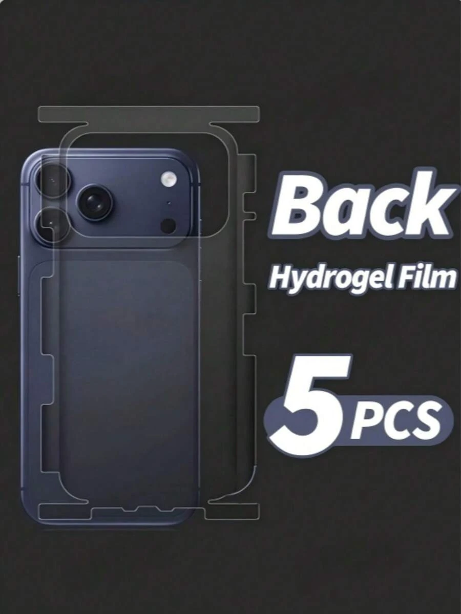 Yezodawee 5pcs Full Coverage Hydrogel Back Film, Compatible With 18 Pro/18 Pro Max/17/17 Pro Max/17 Pro/Air/16/15/Plus/14/Pro Max/13/12 Pro Max, Transparent Screen Protector Film, Compatible With 17 Pro Max Sticker - 5 Pieces - View 1
