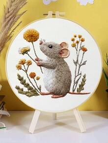 1PC 20*20cm/7.9*7.9in,Puppies, Kittens, And Mice Embroidery Kit, DIY Handmade Embroidery Set For Adult Beginners, Home Gift, Women's Sewing Gift, Including User Manual, Printed Pattern Fabric, Embroidery Frame, Needle And Thread. - Puppies, Kittens, and Mice - View 13