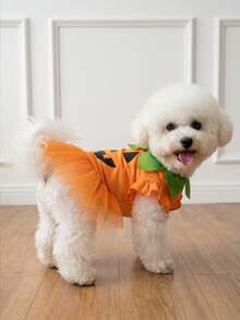 LUCKIE LABO 1pc Halloween Pumpkin Smiling Face Funny Pattern Pet Dress, Physical Flea Prevention, Reduces Shedding, Heat-Insulating And Breathable, Suitable For Small And Large Dogs And Cats, Indoor And Outdoor - Multicolor - View 8