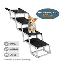 Foldable Dog Ramp For Cars, SUVs, Trucks, Portable Pet Dog Stairs For Large Dogs With Non-Slip Surface & Reinforced Design, Lightweight Yet Sturdy Supports Up To 250lbs - Black - View 5