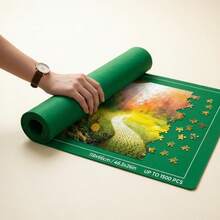 1500 Piece Puzzle Mat Rollable - Non-Slip Felt Storage Mat, (Single Puzzle Mat) - 1 Set 12pcs (1 Puzzle Mat + 1 Air Tube/1 Pump, 4 Sorting Trays And 1 Storage Bag + 3 Straps) (Black/Green) 1pc - Puzzle Mat + 4/6 Sorting Trays Random Color Christmas Gift - Birthday Gift - Holiday Gift - Small Gift - Perfect Little Gift - Multicolor - View 9