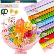 507/679 Piece Set Of Twisted Rod Bouquet DIY Handmade Material Package, Including A Full Set Of Fluffy Plush Materials, Set With 500 Multi-Color Twisted Rods, Accompanied By A Production Tutorial. Twisting Rods Are Flexible And Easy To Shape. - SET - View 15