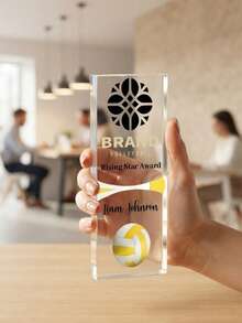 1pc Customized Sports Acrylic Trophy, Engraved Logo Text, Personalized Athlete Medal, Basketball Football Baseball Player Award, Sports Competition Team Ceremony Recognition Gift - Multicolor - View 6