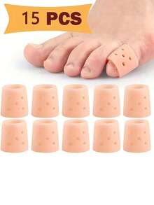 5/10/20pcs Silicone Toe Caps - Breathable Perforated Design, Suitable For Running, Hiking, Skating And Dancing - Soft Elastic Hand Washable With Finger Clip Design - Neutral Style, Beige - Multicolor - View 5