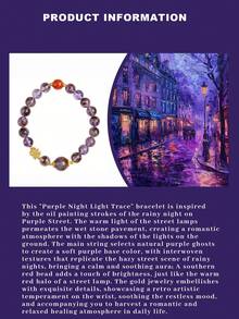 [VE]1pc High-Quality Natural Purple Phantom Quartz Crystal Bracelet, S925 Silver Accessories, Wearing Purple Phantom Can Improve Emotional Stability, Reduce Stress And Anxiety, Enhance Personal Charm And Confidence, Help Improve Interpersonal Relationships, Suitable For Women's Daily Wear, Birthday Gift For Friends, Sisters, Classmates, Natural Jewelry Color Random - Multicolor - View 7