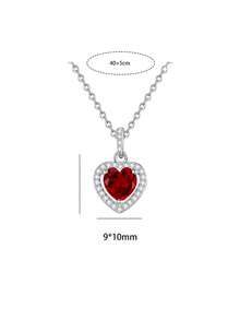 1pc S925 Sterling Silver Exquisite Romantic Heart Necklace, Women's Light Luxury Niche High-End Jewelry, Fashionable Personalized Daily Commute Party Versatile Wear Elegant Elegant Collarbone Chain Neck Accessory - Love - View 4