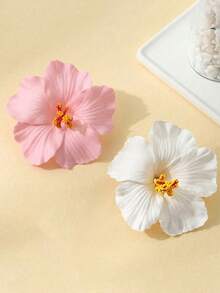 3pcs Hawaiian Hibiscus Flower Hair Clips, Tropical Floral Hair Claw, Suitable For Beach Vacation, Bohemian Style, Party And Elegant Daily Updo - Multicolor - View 11