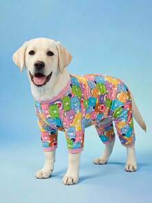 Care Bears X PETSIN 1pc Little Bear Colorful Cartoon Pattern Printed Elastic Four-Legged Pants Jumpsuit For Cats And Dogs, Cute & Comfortable, Great For Indoor Playtime Or Outdoor Park Fun - Multicolor - View 2