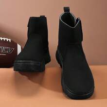 Sepatu Bot Pria Bertali Tinggi, Sepatu Bot Setengah Betis, Sepatu Bot Pergelangan Kaki dengan Perekat Velcro, Sepatu Pria - Hitam - View 4