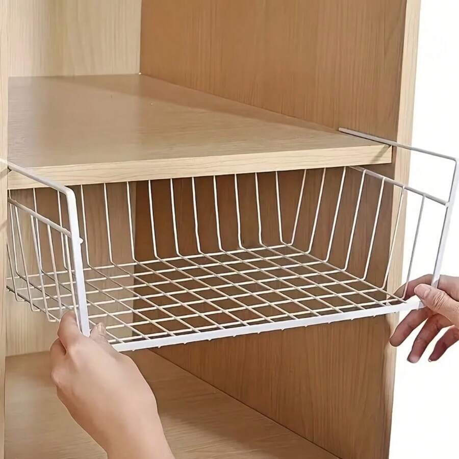 2pcs Under Cabinet Hanging Storage Rack With Multi-Layer Hooks And Reinforced Frame, Space-Saving Organizer For Plates, Cups, Kitchen Utensils, Pantry, Dual-Use Cabinet And Desktop Organizer - Multicolor - View 1