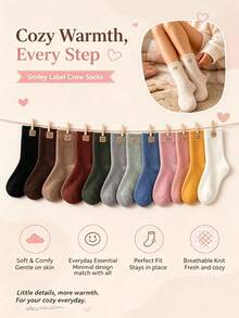 1/2/3/4/5/6/12 Pasang Kaos Kaki Wajah Tersenyum Lembut & Hangat, Nyaman & Halus, Cocok Untuk Pemakaian Sehari-hari, Membuat Setiap Langkah Lembut Dan Hangat. Kaos kaki ini memiliki label wajah tersenyum yang lucu, desain penyangga lengkung kaki, bahan anti selip, cocok untuk mendaki gunung, kebugaran, dan aktivitas lainnya. - MultiWarna - View 3