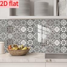 10PCS Retro Black And White Floral Self-Adhesive Tiles, Featuring European Geometric Pattern Design, Made Of Waterproof And Moisture-Resistant PVC Material. Suitable For Use In Bathrooms, Showers, And Kitchen Countertops/Wall Renovations. - CZT7074 - View 6