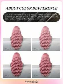 [Velvet Locks]萬聖節裝扮 28英吋粉色長捲瀏海假髮，耐熱合成纖維髮，女性風格，適合萬聖節、派對、Cosplay - 粉色 - 查看 9